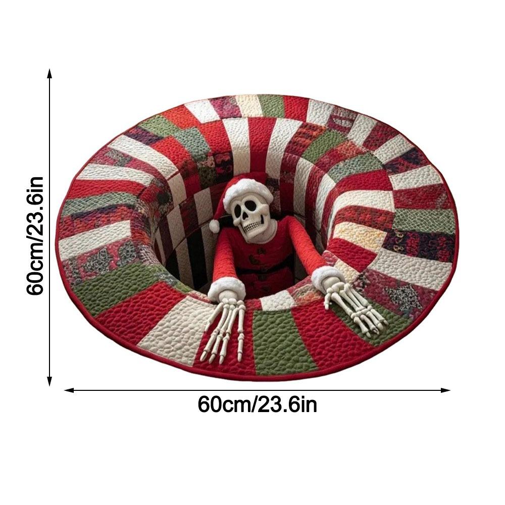 

Crystal Velvet Christmas Round Carpet 3D Special-shaped Red Santa Claus Floor Mat Anti-Slip Atmosphere Decoration