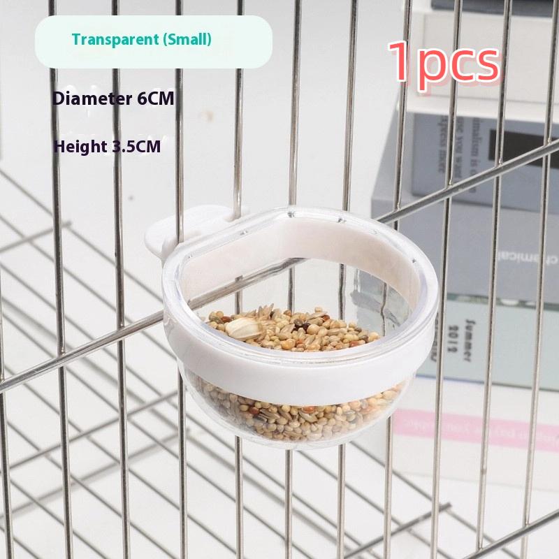 

Миска для кормления птиц Съемная прозрачная миска Пластиковая кормушка для клетки Удобная подвесная кормушка для семян и воды для попугаев White S