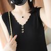 Knitted Sleeveless V Neck Vest Women's Turtleneck Short Loose Versatile Knitted Bottoming Shirts