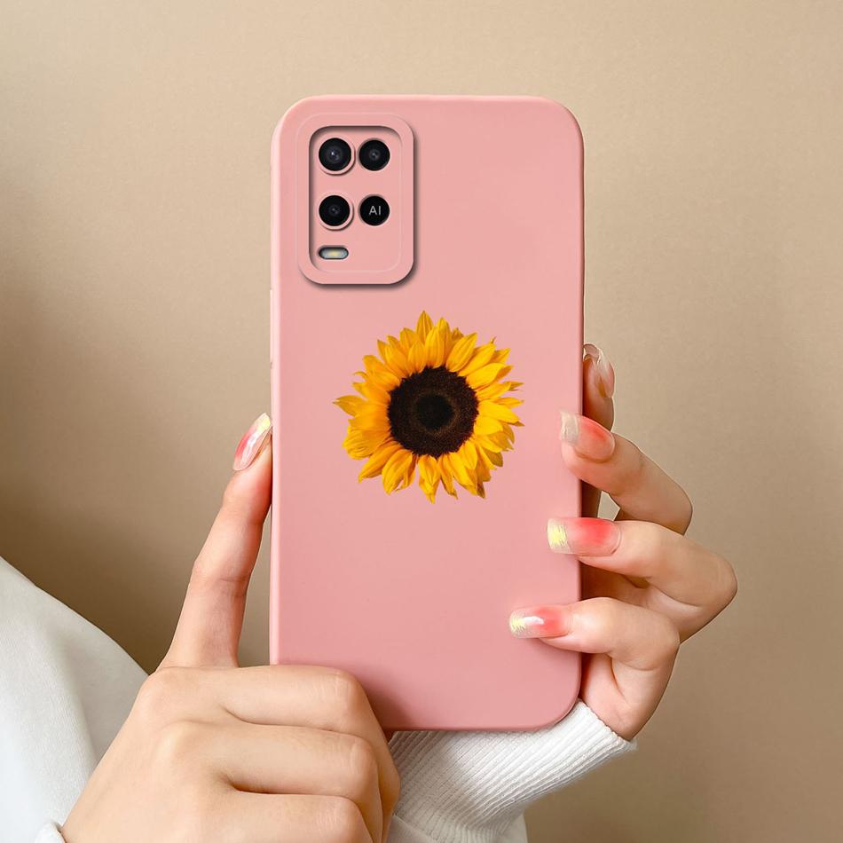 Case For Oppo A54 A54S Candy Painted Flower Cover For Oppo A 54 4G Soft Upgrade Liquid Silicone Full Protection Back Cover Funda