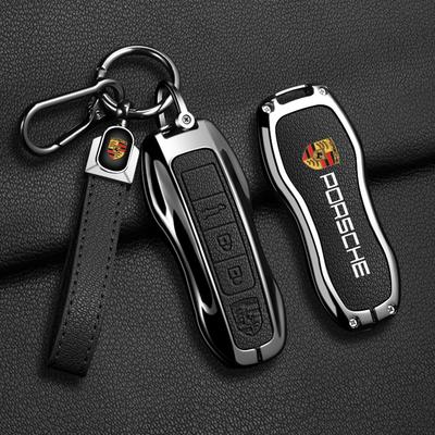 Metalowa Skórzana Etui Pokrowiec na Kluczyk Samochodowy 3/4 Przyciski Uchwyt Pilot do Panamera Cayenne 971 911 9YA Macan Boxster Akcesoria
