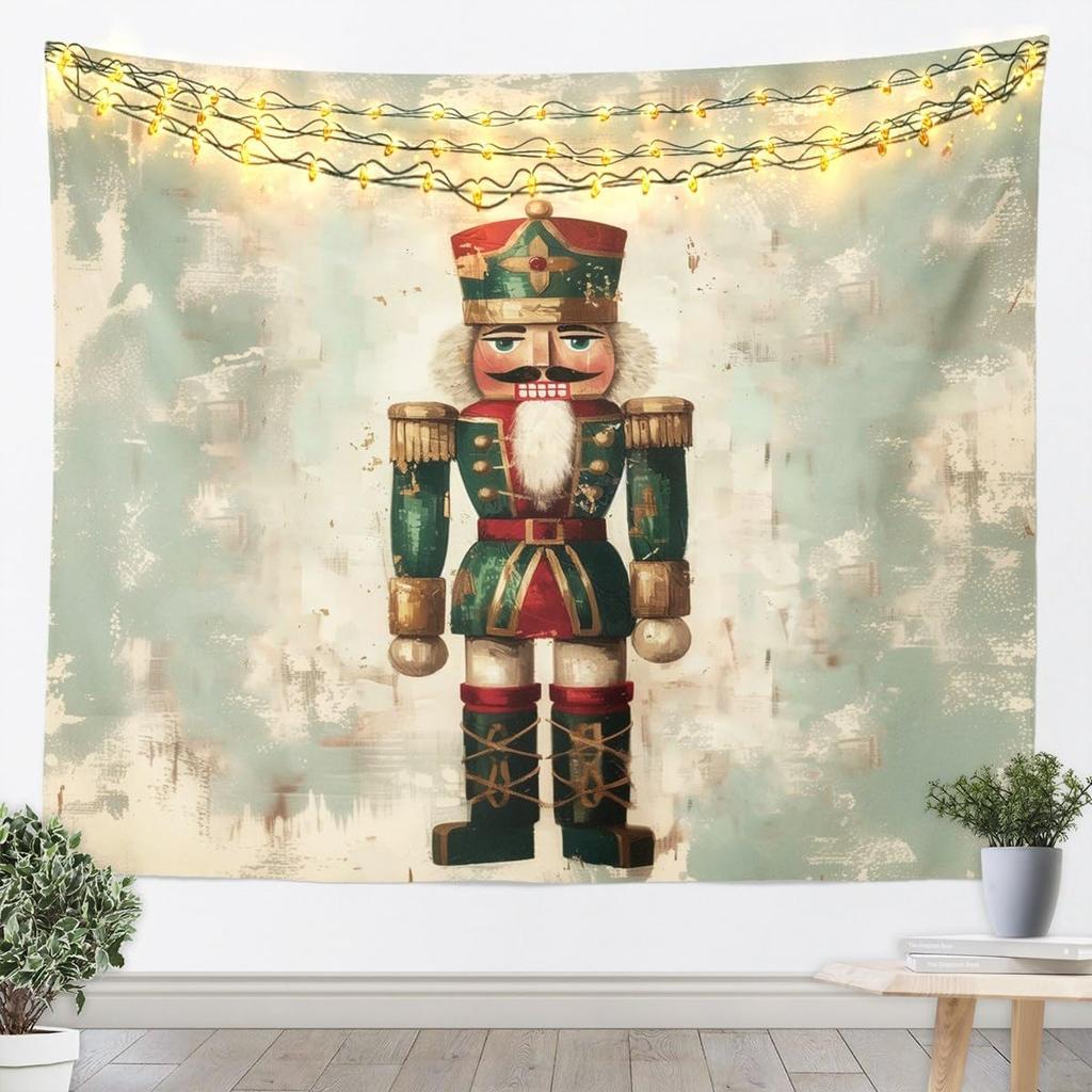 Christmas Nutcracker Tapestry for Bedroom Aesthetic Botanica Garden Wall Tapestry Aesthetic Soldier Royal Guarder Tapestries