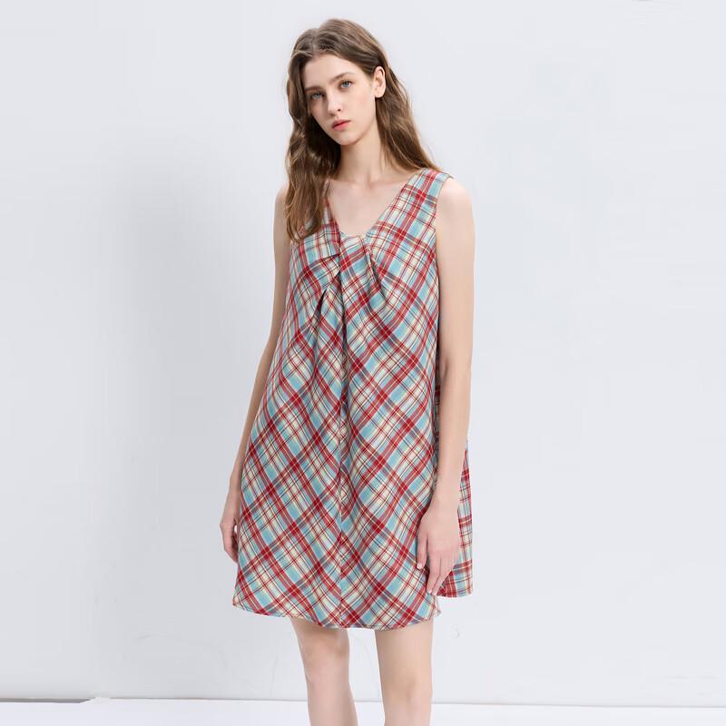 

Sancai 2025 Autumn Plaid Sleeveless Deconstructed Knot A-Line Dress XL (170/92A)