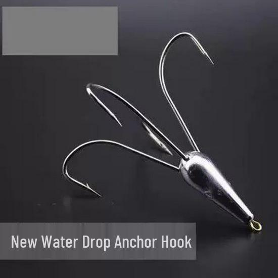 Large Three-Prong Lead Fishing Hook with Barbs and Long Cast Blade