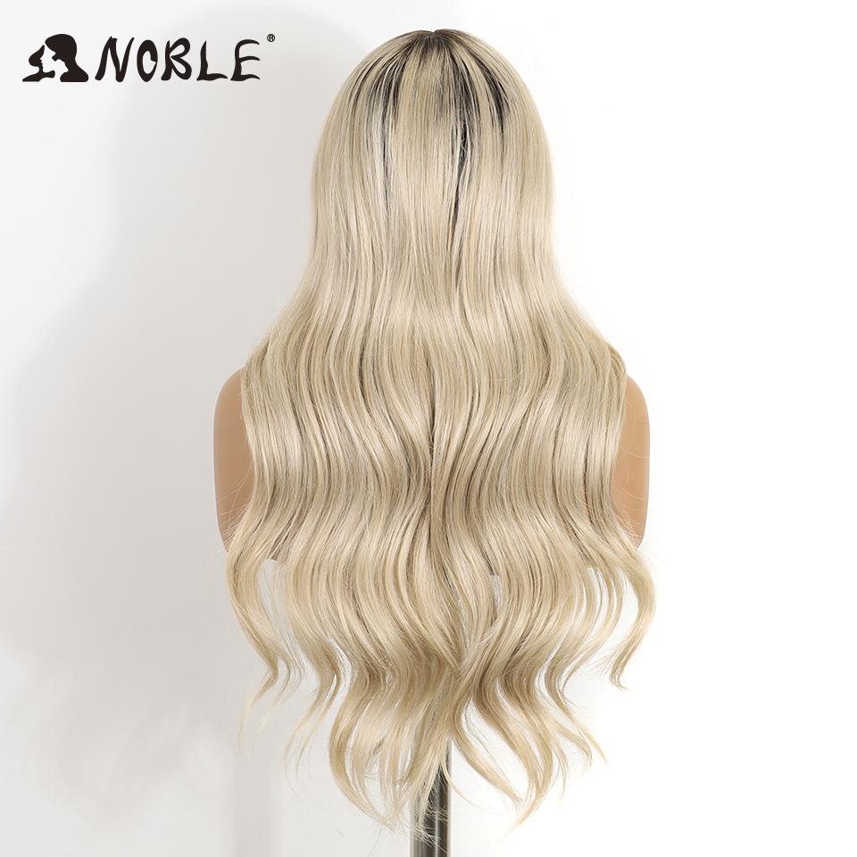 Noble Synthetic Lace Front Wigs For Women 26 Inch Wavy Platinum Blonde Ombre Wig Highlight Lace Front Wig Cosplay Lace Wigs
