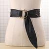 Retro Boho Style PU Leather Waist Belt Band Women Girls Decorative Double Round Buckle Waistband