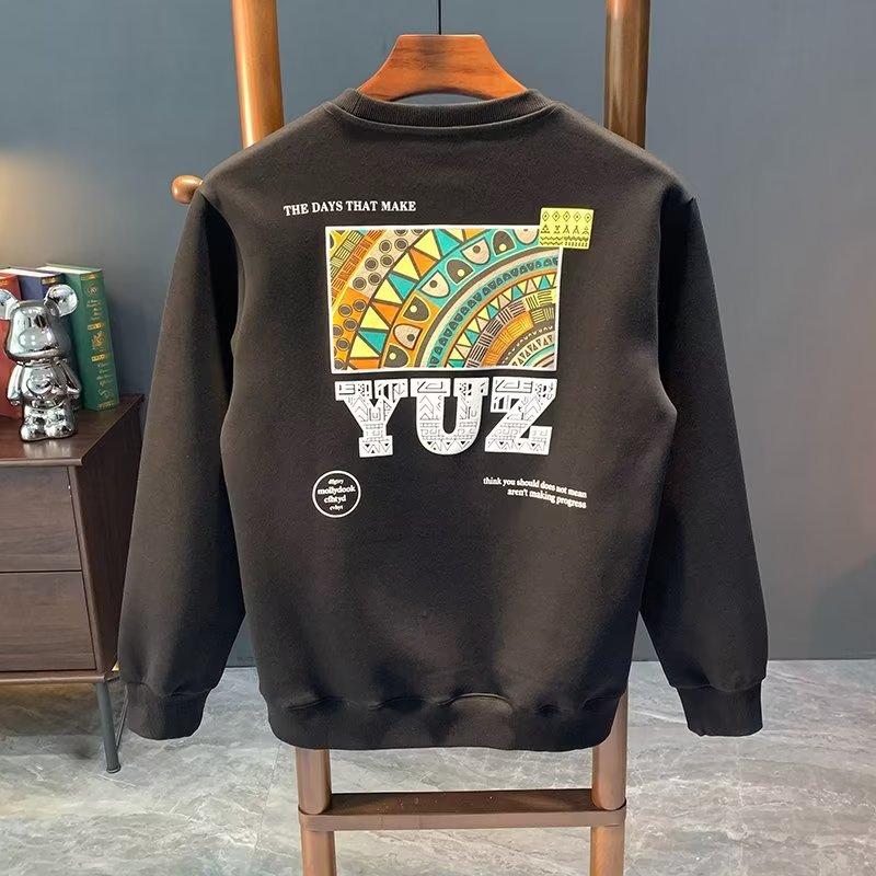 Autumn Men's  Sweatshirt Japan Men Print Long Sleeve T Shirts High Quality Black Top O-neck Tee Shirt Men Clothing