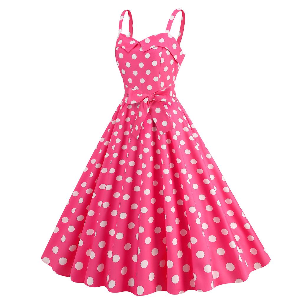 GMXIA Women's Sexy Halter Wrap Breast Polka Dot Print Ruffled A-line Swing Dress