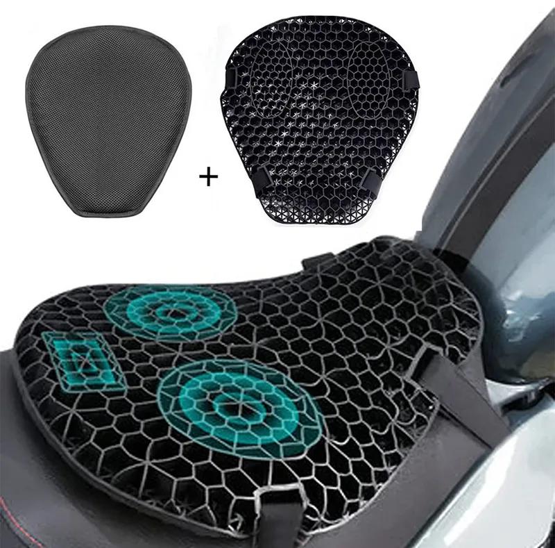 Motorcycle Seat Cushion with Gel Honeycomb 3D Structure Shock Absorption Decompression Universal Comfort Pad