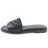 Hermes Sandals Frog Chaine d'Ancre Leather Flats Black Leather Women 36.5 Used