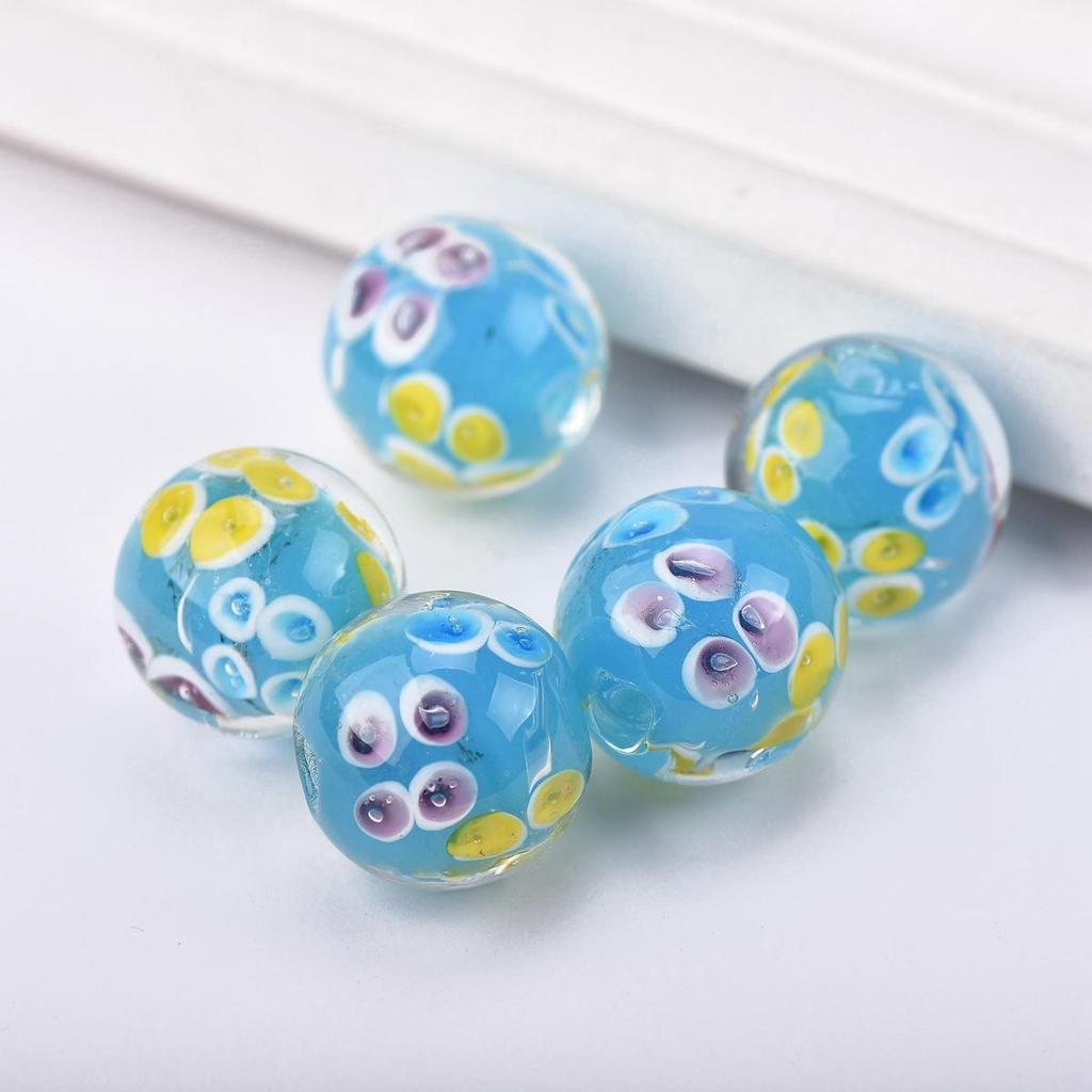 2 buc 20mm Margele Rotunde Mari Handmade Floare Lampwork Sticlă Margele Libere pentru Accesorii de Fabricare Bijuterii DIY Artizanat Descoperiri