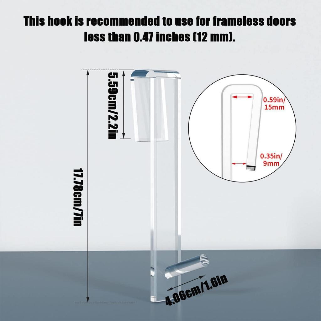 Shower Door Hooks Acrylic Coat Rack No-drill Single Holder Durable Clear Towel Hanger For Bathroom Bedroom Home Living Room Door