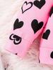 Fall and winter fashion girls' baby sets, cute cat + heart pattern hooded sweatshirt + pants, casual and simple, suitable for outdoor activities.