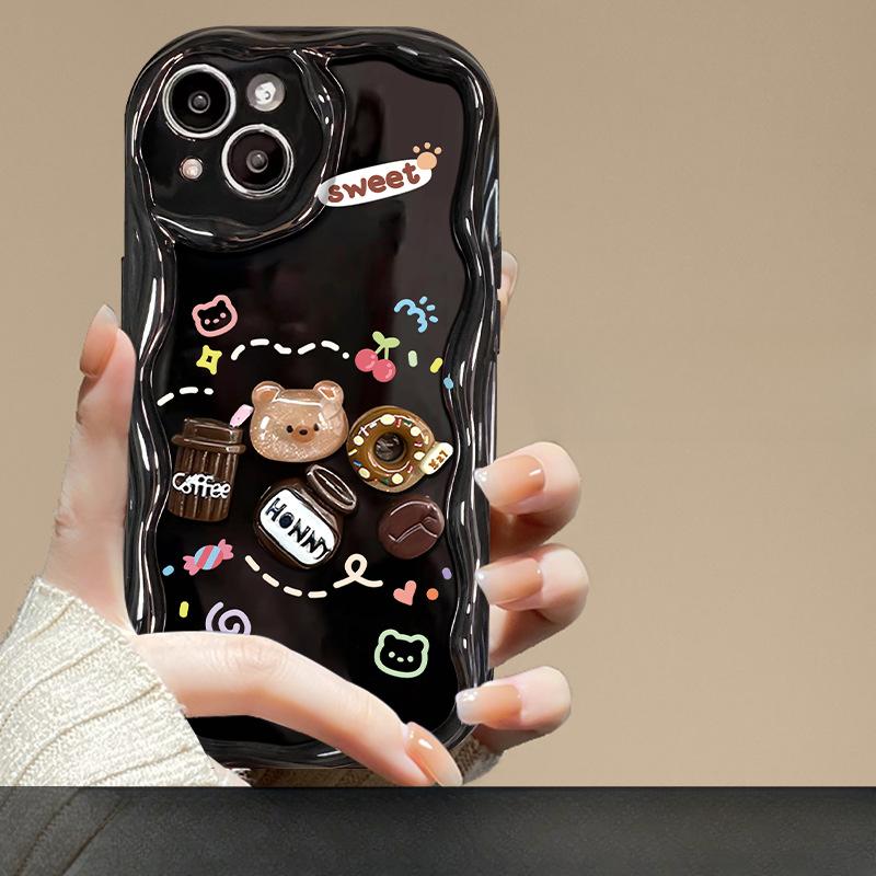 

Кофейный медведь кукла Подходит для Apple 14promax Чехол для мобильного телефона IPhone13 Милый XS/XR Силиконовый мягкий чехол iPhone6P/6SP Universal