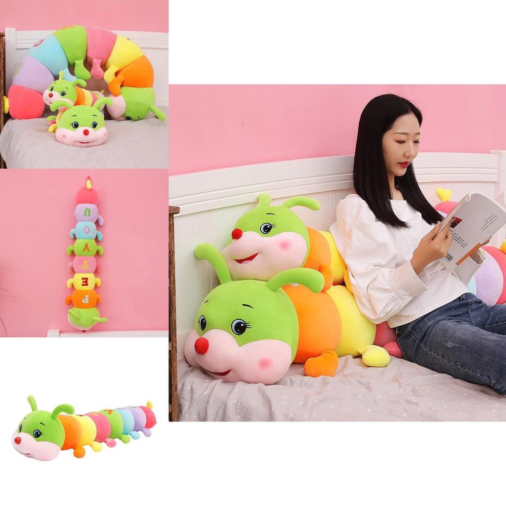 Colorful Multicolor Giant Caterpillar Plush Pillow Ideal For Kids And Fans