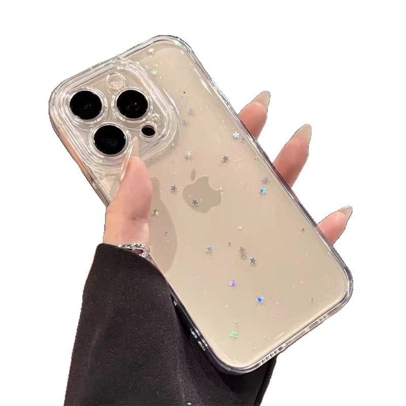 Star Glitter Transparent Phone Case for iPhone 17 Pro Max, 16/15 Pro, 14/13 - Precise Fit