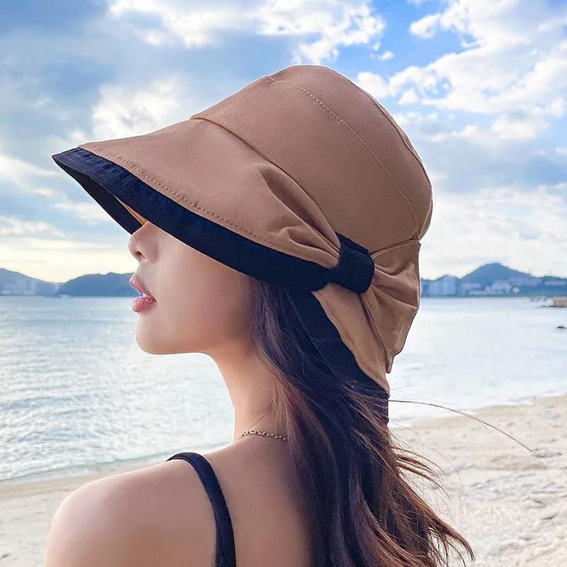 New Summer Women Bow Tie Fashion Bucket Hats Outdoor Sunscreen Beach Wide Brim Panama Cap Casual Uv Protection Fisherman Hat