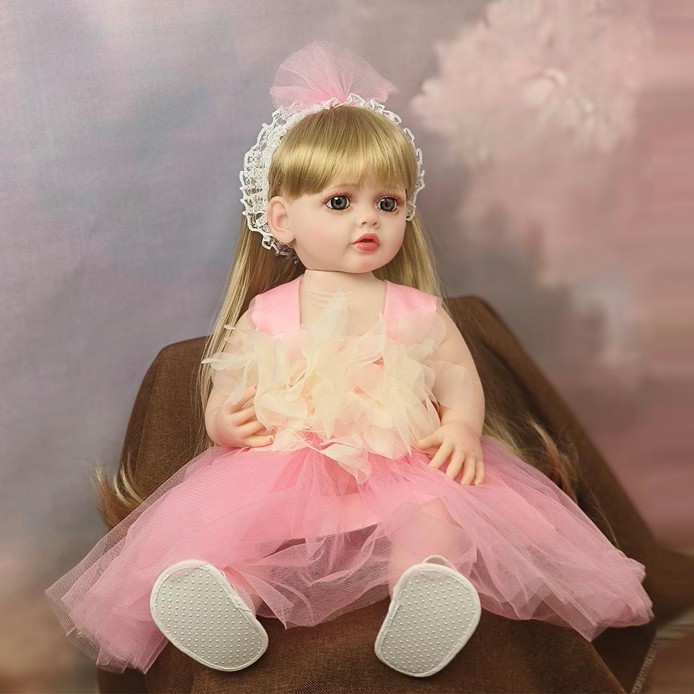 Cute PinkPrincess Doll Dress Set For 22 Inches Reborn Girl Doll For 55Cm Baby New Born Girl Dolls TOy