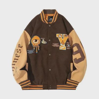 Lente Heren Geborduurde Hip-Hop Baseball Jas - Trendy, Losvallende Streetwear