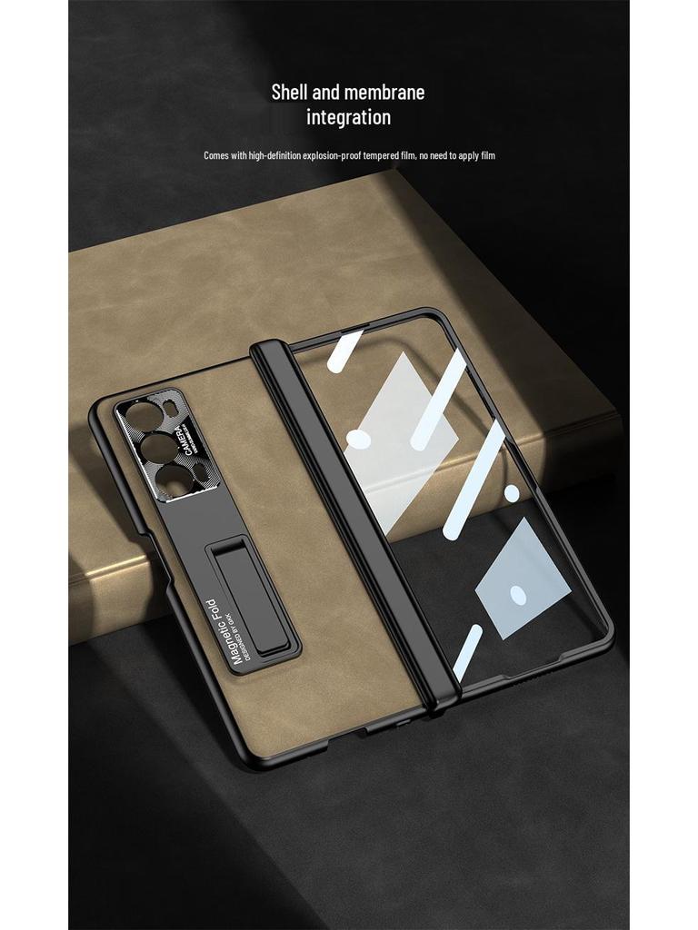 Honor MagicV2 Folding Screen Magnetic Hinge Leather Phone Case - Anti-Fall Full Shell Protection, Fashionable Design