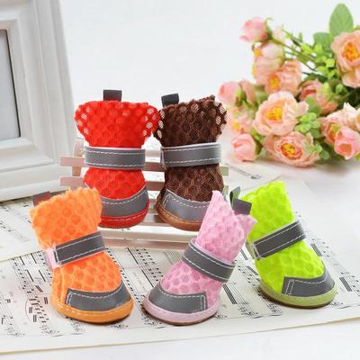 Sommer atmungsaktive rutschfeste Haustierschuhe reflektierendes Netz ausgehöhlt bequeme Bichon Frise kleine Hundefußhandschuhe Hundebedarf