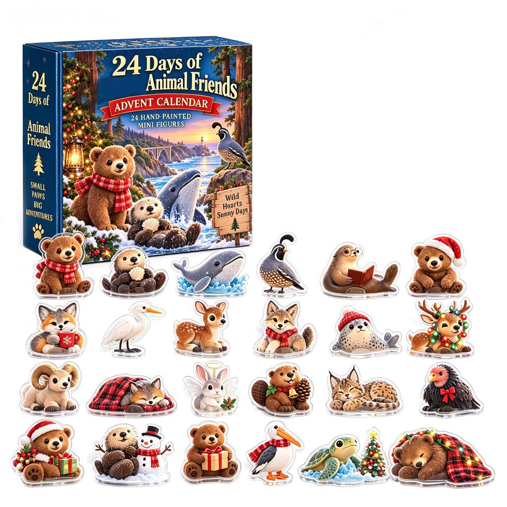 -Day 2D Countdown Advent Calendar with Farm Animal, Holiday Calendar for Kids