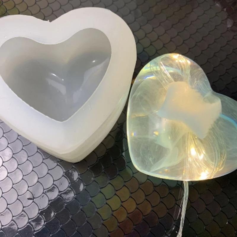 2pcs 3D Love Heart Silicone Mold Aroma Plaster Candle Mould DIY Dessert Mousse Baking Pastry Candy Moulds Cake Decoration
