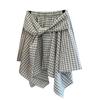 Korean Style Casual Sporty Versatile Tie Waist Plaid Skirt Summer Hot Girl Style Irregular Design Women's Skirt