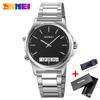 SKMEI 2120 Digital Quartz Watch for Men Waterproof Sport Dual Display Stainless Steel Mens Wristwatches Alarm Clock Reloj Hombre
