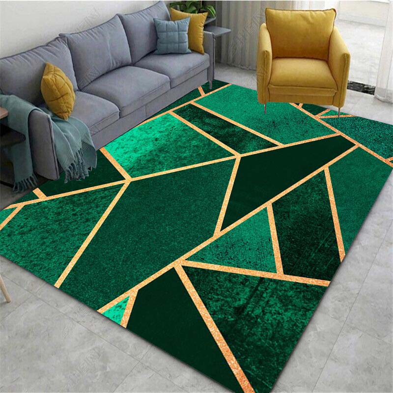 15 Size Green Geometric Shapes Pattern Rug Gaming Game Room Living Room Bathroom Mat Creative Door Mat Bedroom Home Decor Rug