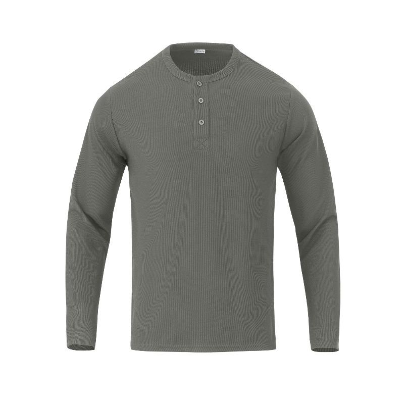 Men's Heavyweight Ribbed Long Sleeve Henley Shirt.