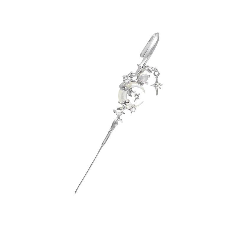 1Pc Glitter Star Moon Crawler Hook Earring Dainty Lightweight Trendy Ear Jewelry for Cocktail Party Accessory B