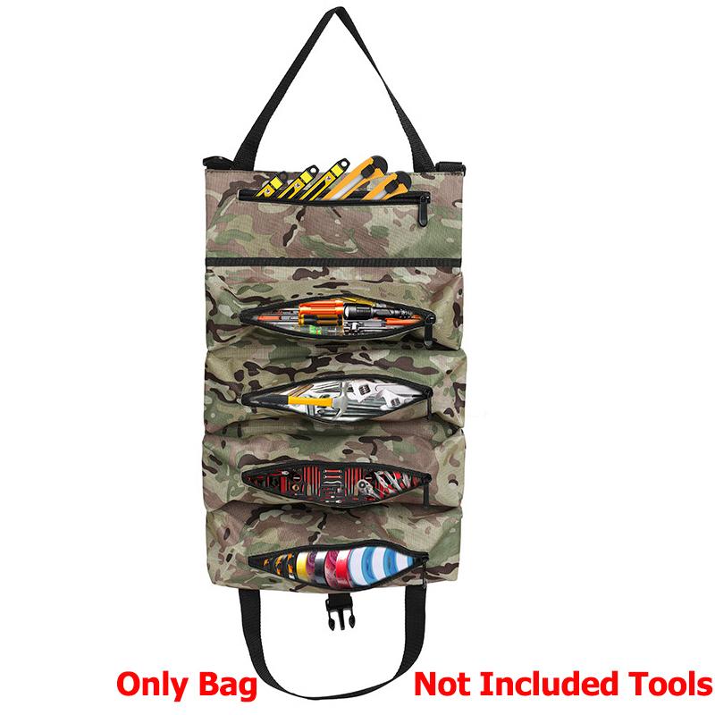 Tool Bag Roll Up Heavt Duty Tool Organizer Portable Tool Storage Bags Waterproof Oxford Cloth-Zipper Pouch for Men Mechanic J472