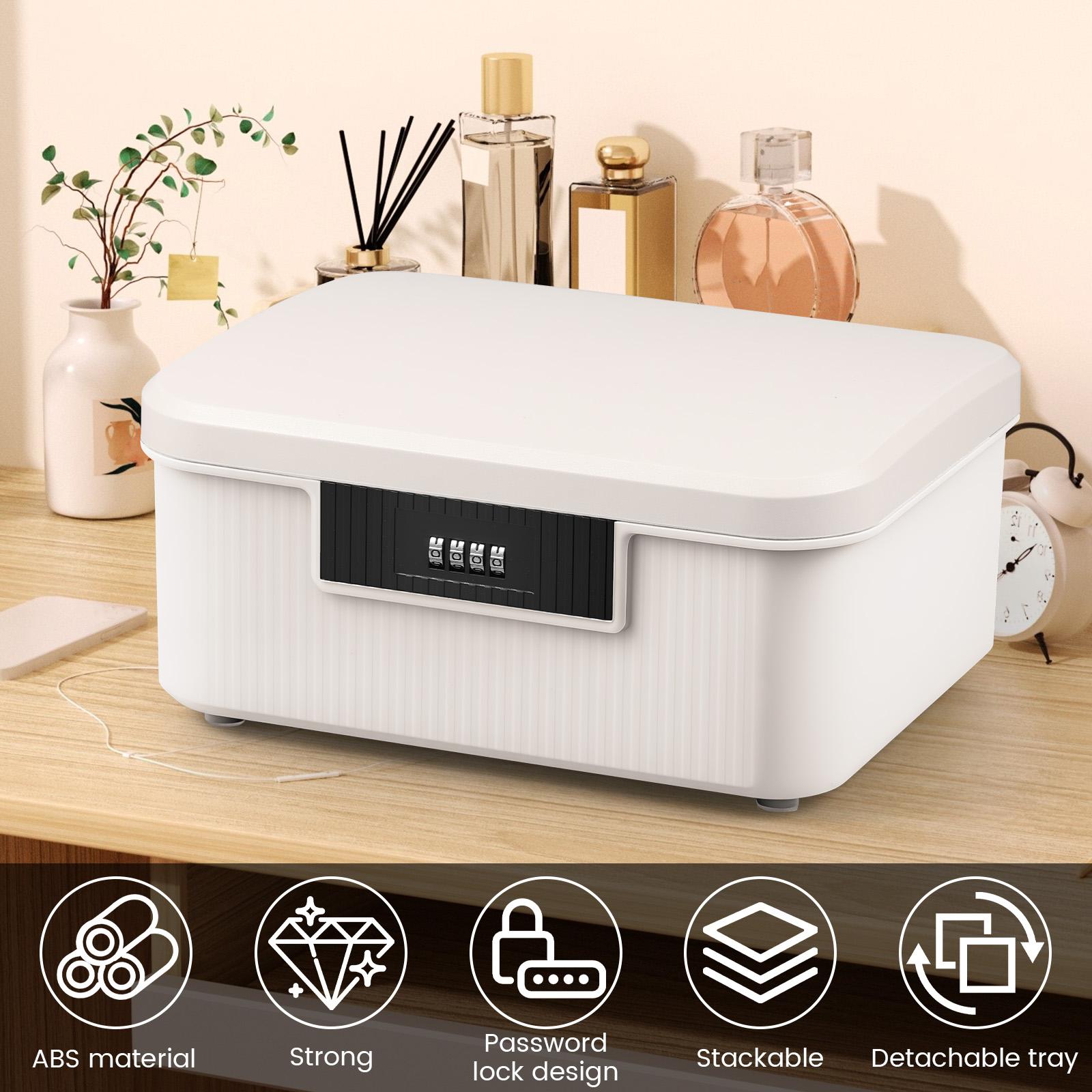 Ящик для хранения с кодовым замком большой вместимости органайзер штабелируемый запираемый пластиковый контейнер для личных файлов ценных вещей белый 11980₽