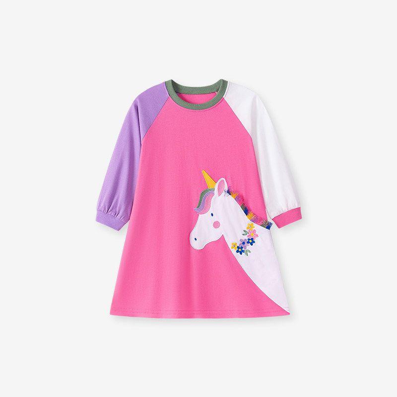 Girls' Dress Autumn 2025 New Stylish Children's Princess Dress Baby Casual Long-Sleeved Unicorn Spring and Autumn