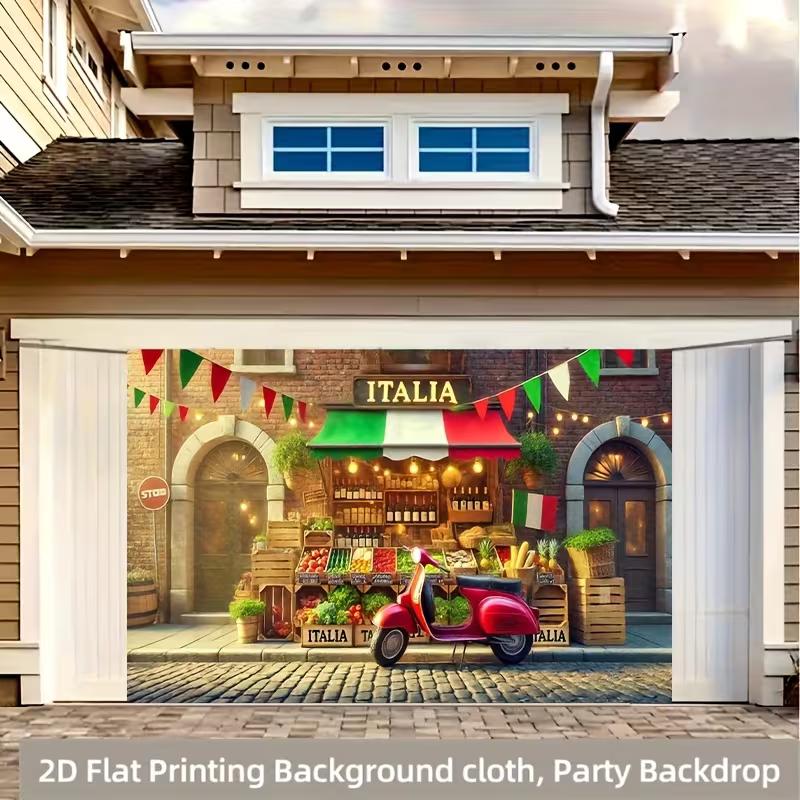 Vintage Italian Market Tapestry, Cobblestone Street Wall Hanging for Live Streaming