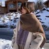 100 Maillard coffee wool scarf women's winter thickened warm couple scarf for girlfriend