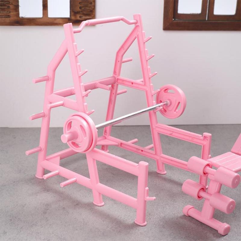 Mini Fitness Equipment Dollhouse Simulation Gym Treadmill Dumbbell Weight Lifting Machine Model Decor 1/12 Doll House Accessory