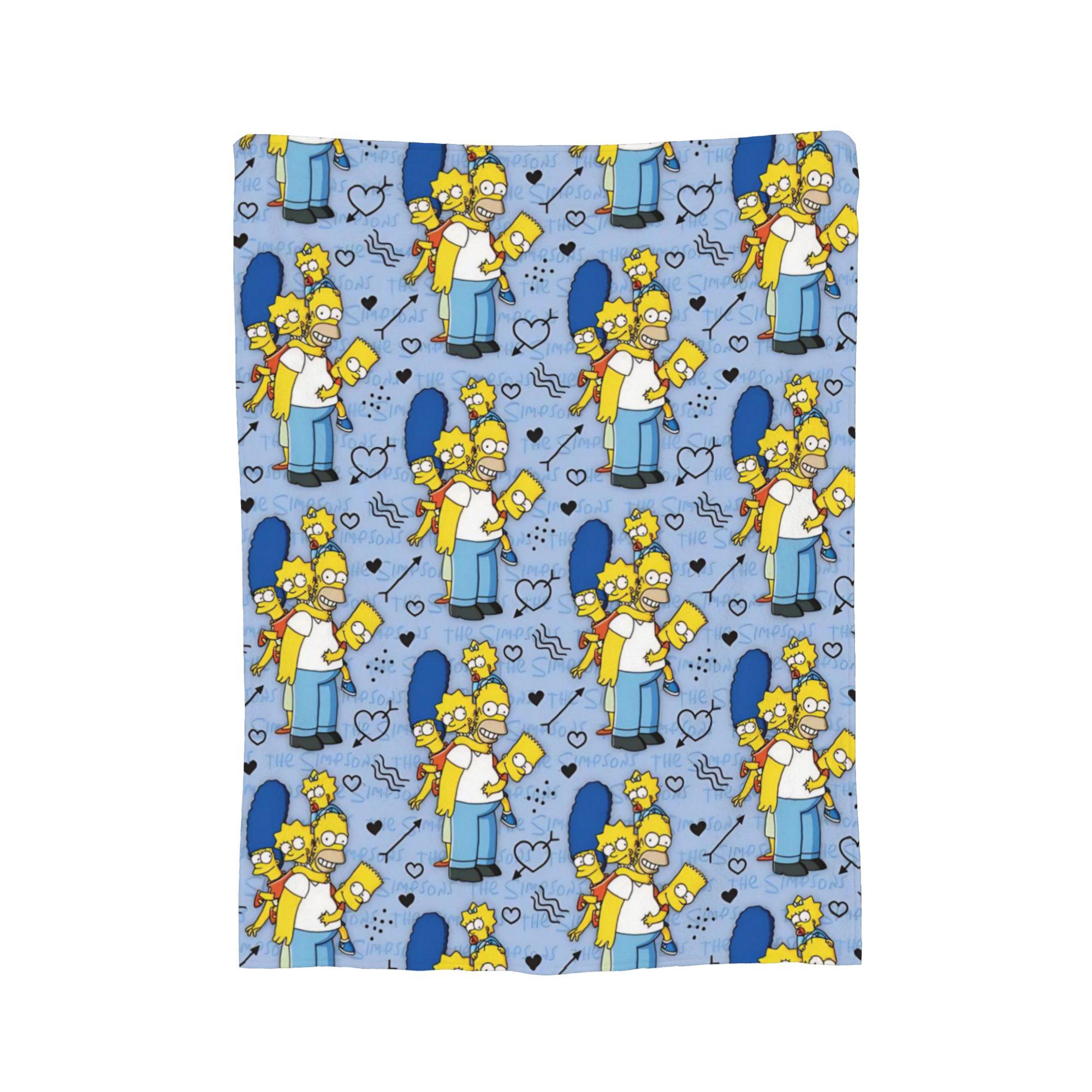 

The S-Simpsons Pattern Blankets Flannel Vintage Warm Throw Blankets for Bed Sofa Textile Decor, 75cmx90cm