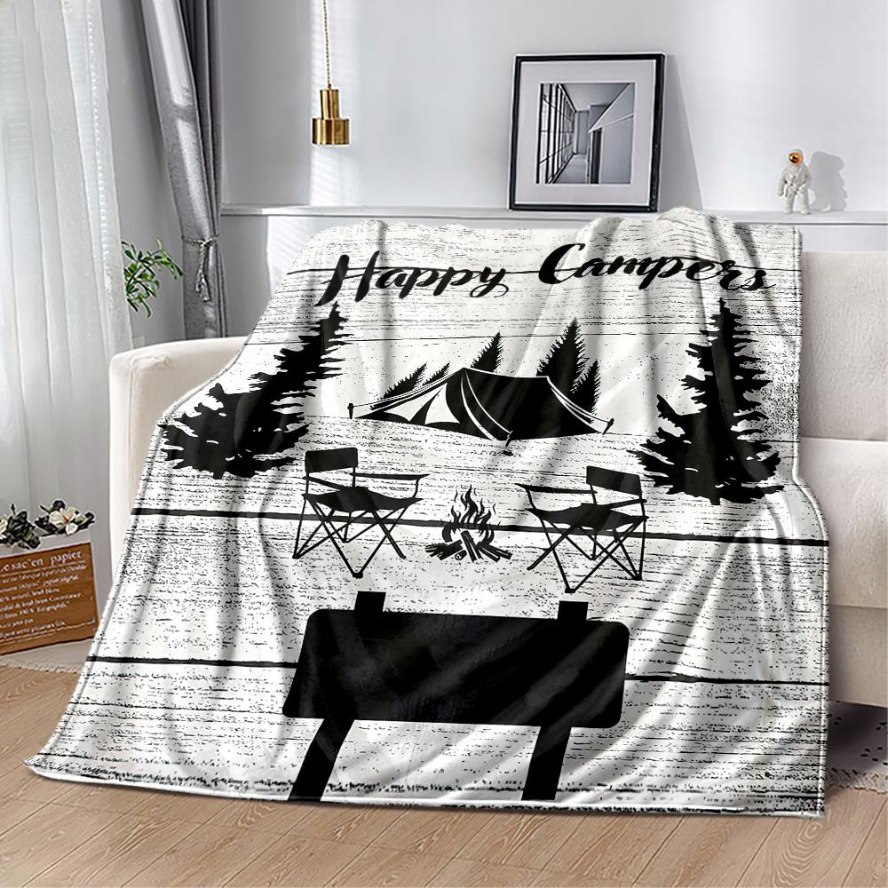 Happy Campers Adventure Blankets Are Suitable for Living Rooms,making Them an Ideal Choice for Outdoor Travel and Gifts.