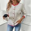 European American Casual Contrast Sweater 2025 Autumn Winter New Women's Knitted Cardigan Jacket
