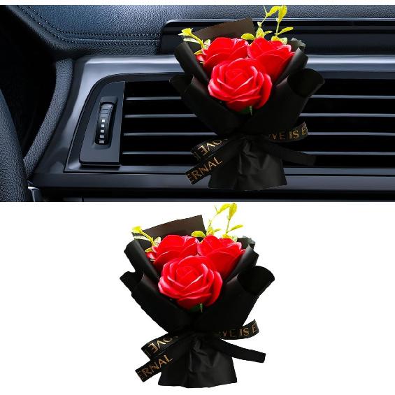 Mini Bouquet Car Air Outlet Vent Clip, Rose Car Dashboard Air Vent Trim Clips, Cute Flower Automotive Interior Diffuser Decoration Accessories for