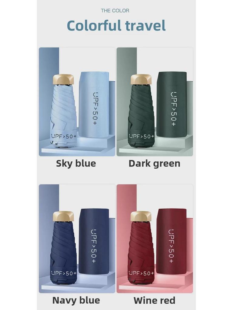 Sluneční a deštníkový 5-skládací mini kompaktní deštník s UV ochranou – Slunečník a přenosný kapesní deštník