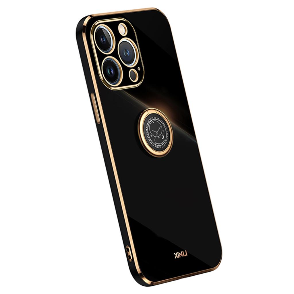 XINLI For iPhone 16 Pro Max Case Ring Kickstand Electroplating TPU Phone Cover