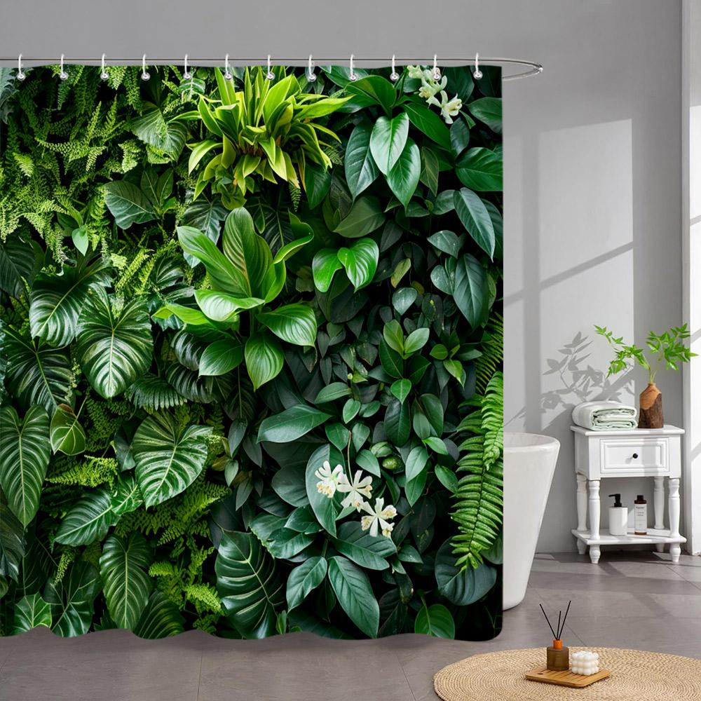 Outdoor Garden Poster Shower Curtain Vintage Window Wall Growing Floral Plants Polyester Fabric Shower Curtains Bathroom Decor