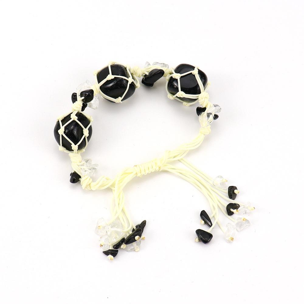 Hand Woven Natural Crystal Gravel Amethyst Agate Bracelet Bracelet Adjustable B81