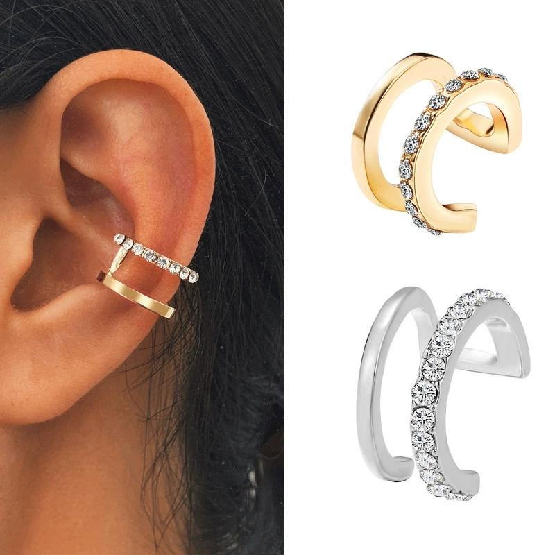 Four Pointed Star Clip Zircon Earrings Suitable Women Without Ear Holes Jewelry Ear Bones Clip Men Luxury Trendy Ear Accessories