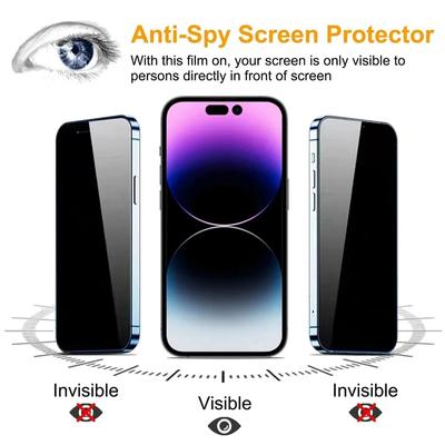 2 Pcs Anti-Peeping Screen Protector For iPhone 11 12 13 14 15 Pro Max 14 Plus XR XS Max X Privacy Film Full Cover Protective Privacy Glass
