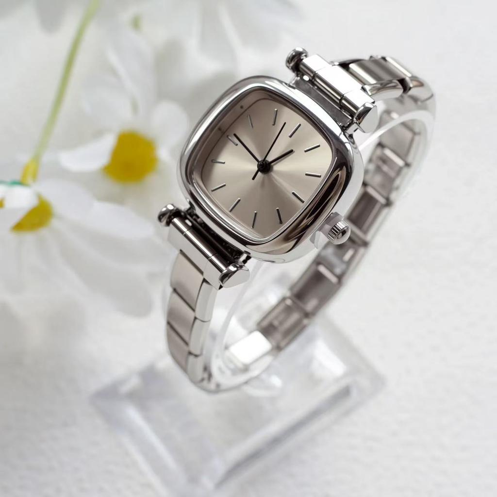 Ins Women Small Square Quartz Watch Italian Charm Stainless Steel Band Minimalist Ladies Wristwatch Fashion Jewelry Girl Gift