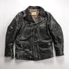 Vegetable tanned goatskin dispatcher leather jacket men's casual medium and long lapel leather coat